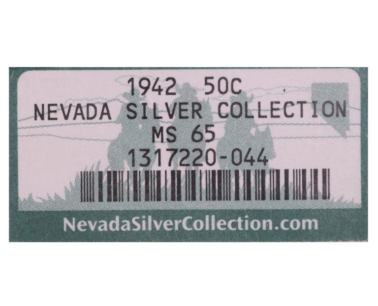 1942 50 cents binion collection NGC MS 65 étiquette