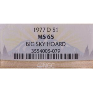 Dollar eisenhower 1977 D big sky hoard NGC MS 65 étiquette