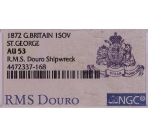 souverain or 1872 trésor rms douro naufrage AU 53 étiquette