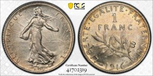 1 franc semeuse 1916 pcgs ms 63 -3