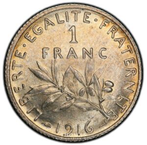 1 franc semeuse revers 1916 pcgs ms 63 -3