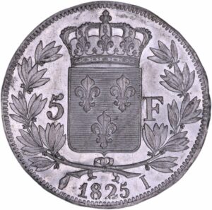 Avers d'essai Charles X en étain uniface de 5 francs 1825 I Limoges
