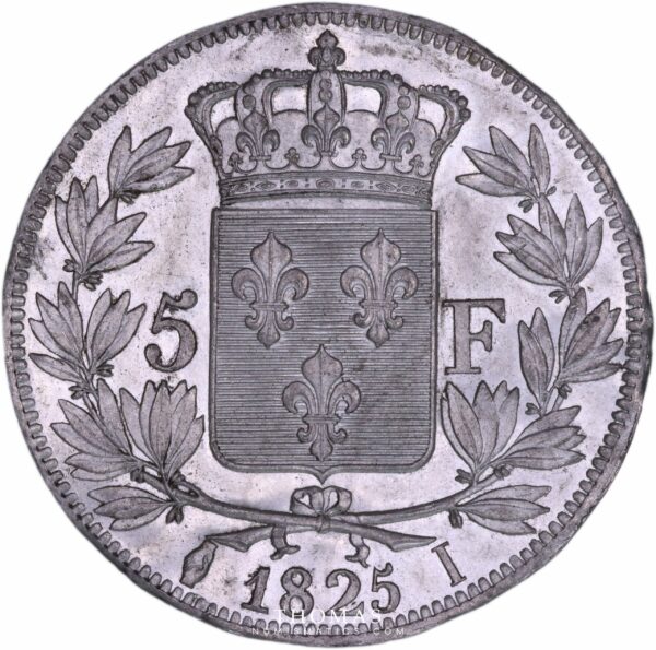 Avers d'essai Charles X en étain uniface de 5 francs 1825 I Limoges