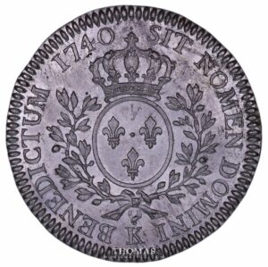 French royal coin uniface tin trial pattern louis xv half ecu 1740 K obverse 2ex