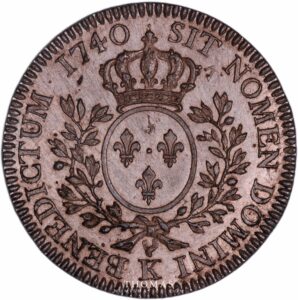 French royal coin uniface tin trial louis xv half ecu 1740 K obverse 3ex