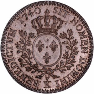 French royal coin uniface tin trial louis xv half ecu 1740 K obverse 3ex