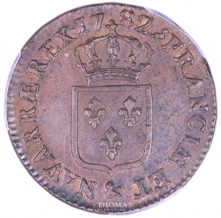 Revers de monnaie royale d'un sol 1782 aix certifiée PCGS MS 63 BN