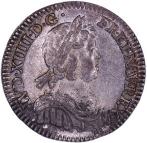Monnaie louis xiv douzième d'écu 1644 A paris avers