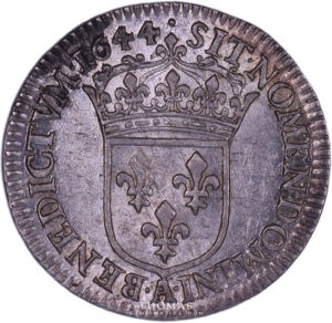 Monnaie louis xiv douzième d'écu 1644 A paris revers