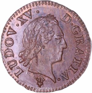 Monnaie louis xv liard 1769 S Reims avers