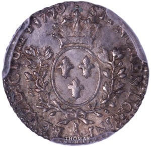 Revers de monnaie royale de louis xvi du vingtième d'écu 1779 A Paris PCGS MS 63