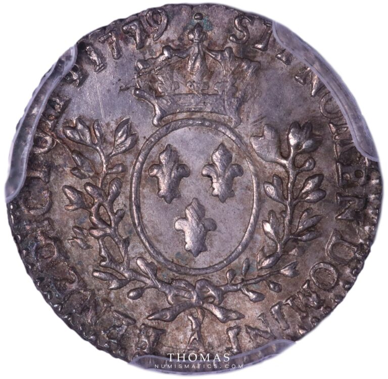 French royal coin louis xvi 1779 A vingtième ecu reverse