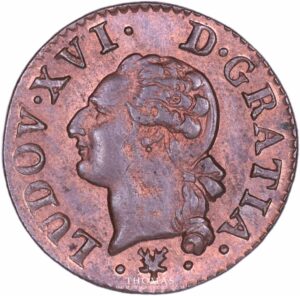 Avers de monnaie louis xvi de Liard 1784 L Bayonne sans point
