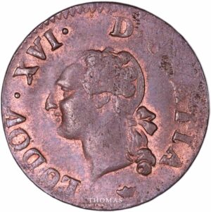 Avers de monnaie Louis XVI d'un liard 1789 M toulouse