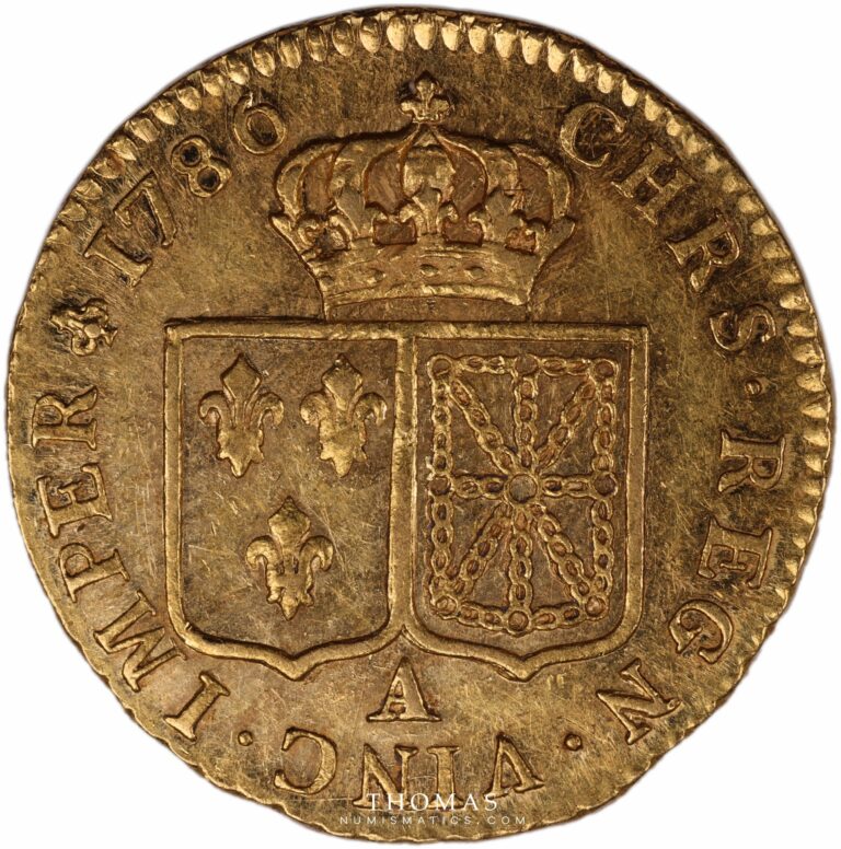 French royal coin gold louis xvi louis or 1786 A reverse