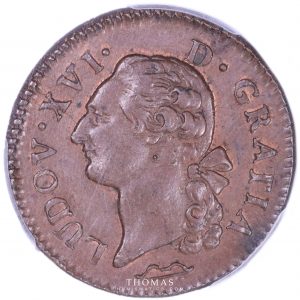 Avers de monnaie royale d'un sol 1782 aix certifiée PCGS MS 63 BN