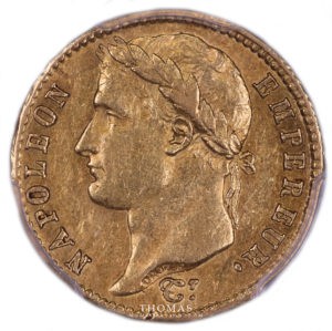 Avers de monnaie moderne de la 20 francs or napoleon I 1809 U Turin PCGS AU 55