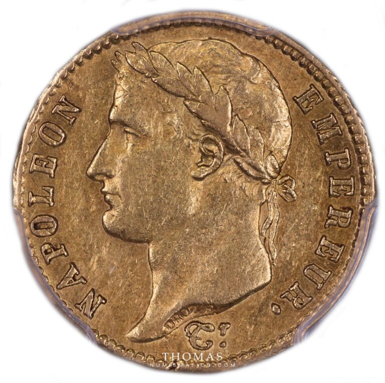 French modern coin gold 20 francs or napoleon I 1809 U obverse