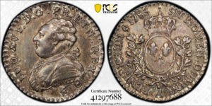 pièce Louis xvi de 1/20 d'écu au buste fort 1783 second semestre A Paris PCGS MS 62