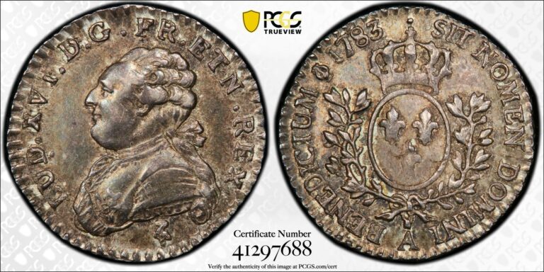 french coin Louis xvi buste fort vingtième 1783 A second semester PCGS MS 62