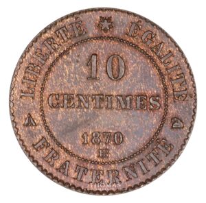French modern coin Trial 10 centimes dupré 1870 BB strasbourg reverse
