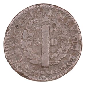 French royal coin 3 deniers 1792 DL roanne alain bouny collection reverse
