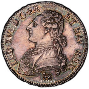 Monnaie ancienne demi écu 1792 A Louis XVI avers PCGS MS 61