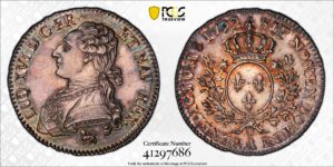 Monnaie ancienne demi écu 1792 A Louis XVI PCGS MS 61