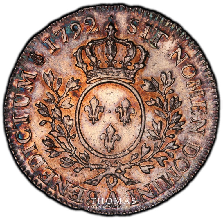 Monnaie ancienne demi écu 1792 A Louis XVI revers PCGS MS 61