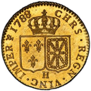 Coin louis xvi louis or gold 1788 H la rochelle NVA reverse PCGS MS 64