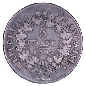 monnaie moderne directoire 5 francs union et force an 7 A revers