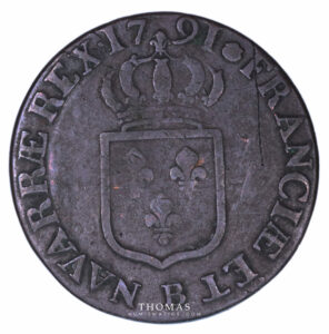 French royal coin sol old fake 1791 B reverse