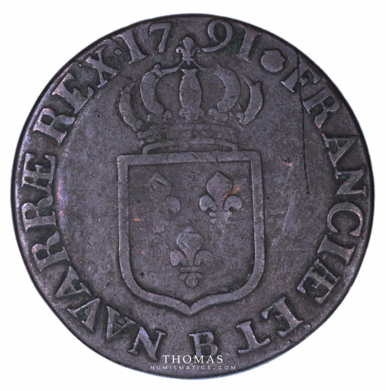 French royal coin sol old fake 1791 B reverse