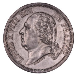 Avers d'essai en étain de 5 francs louis xviii 1815