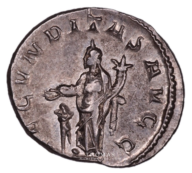 Revers de monnaie romaine de l'antoninien Etruscille