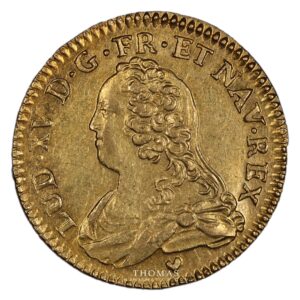 French royal coin Gold - Louis d'or lunettes The Treasure of Rue Mouffetard 1727 BB obverse