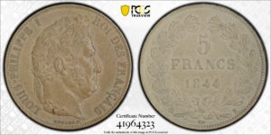 5 francs louis philippe I 1844 B PCGS SP 62