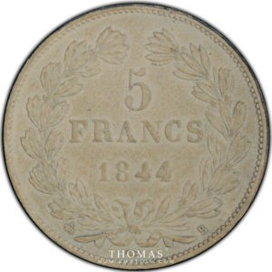 5 francs louis philippe I 1844 B revers PCGS SP 62