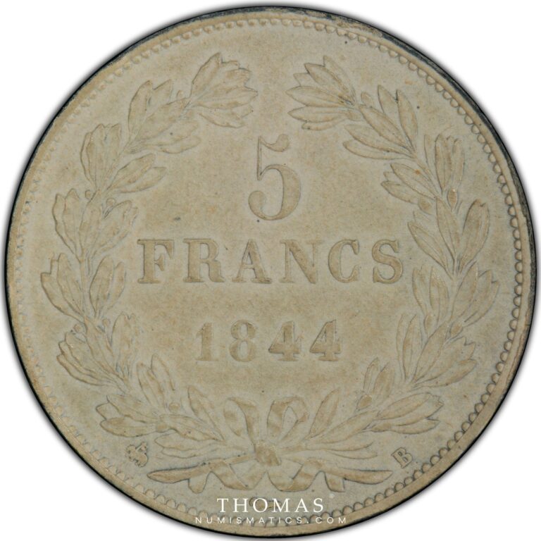 5 francs louis philippe I 1844 B reverse PCGS SP 62