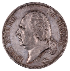 5 francs louis xviii 1816 B rouen avers
