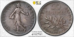50 centimes marianne 1897 pcgs sp 63