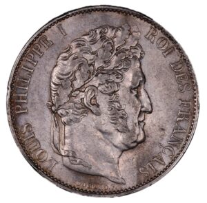 Louis philippe 5 francs 1844 W Lille obverse