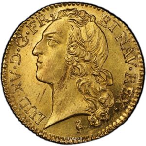 louis xv 1748 W gold louis or bandeau treasure of rue Mouffetard obverse-1