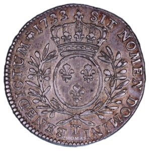 french royal coins half ecu louis xv 1733 T Nantes reverse