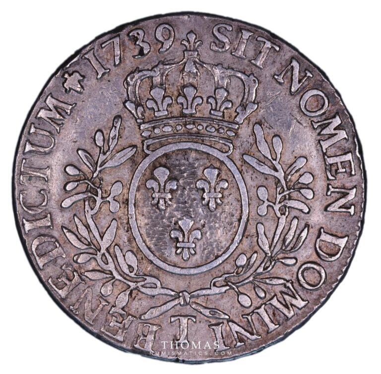 French royal coins ecu louis xv 1739 T Nantes reverse