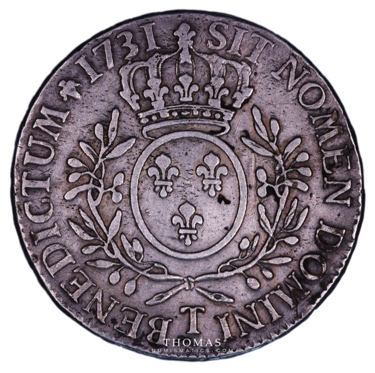 Monnaies royales francaises louis xv ecu 1731 T Nantes revers
