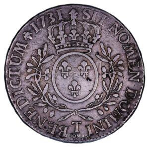 French royal coins  louis xv ecu 1731 T Nantes reverse
