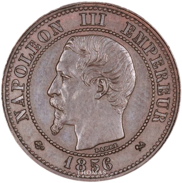 2 centimes napoléon error uniface 1856 B rouen obverse