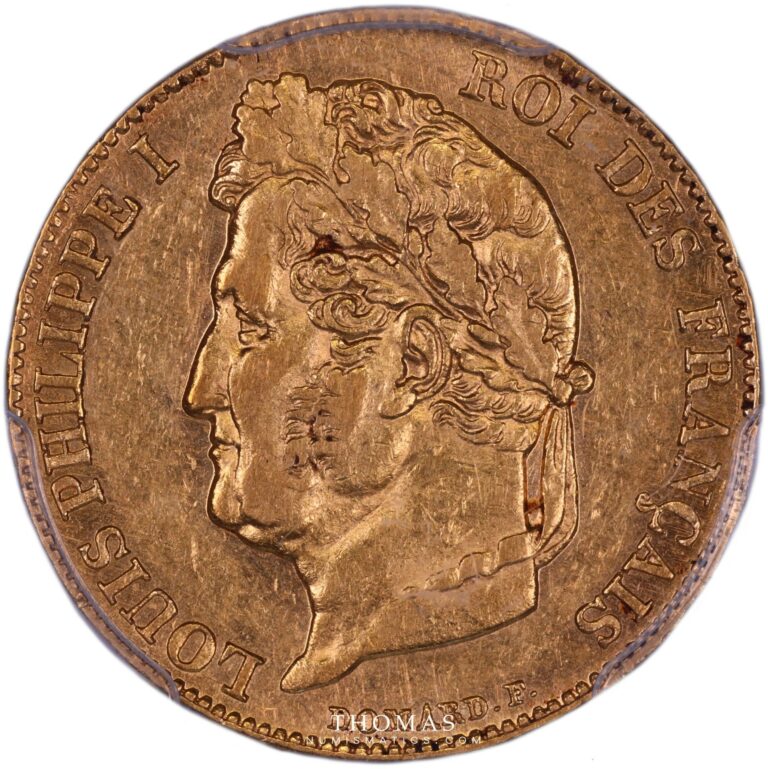 gold 20 francs or 1841 W PCGS AU 50 obverse