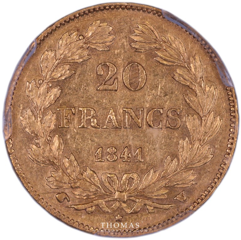 0 francs or 1841 W PCGS AU 50 revers